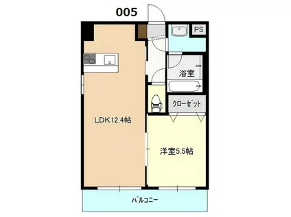 パルティール・ペルレ(1LDK/4階)の間取り写真