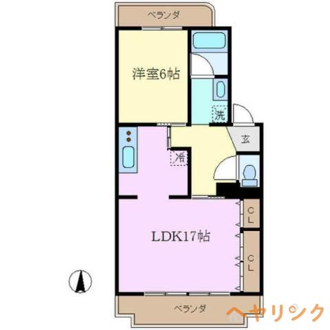 マンション柳(1LDK/3階)の間取り写真