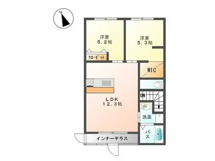 ARENDELLE(2LDK/2階)の間取り写真