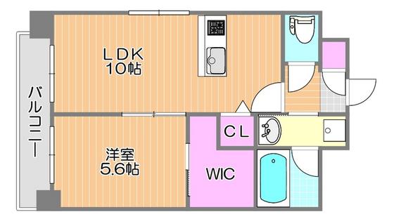 N・O医大南(1LDK/6階)の間取り写真