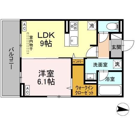 ラピルデ開成(1LDK/3階)の間取り写真