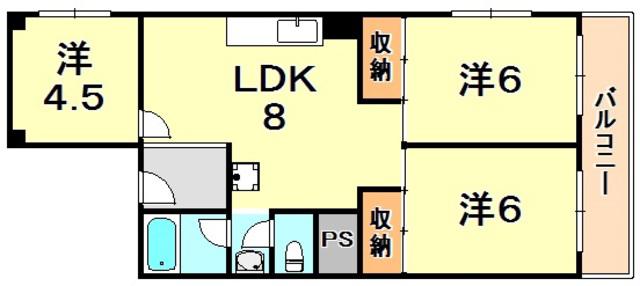 シャトレイユ(3LDK/4階)の間取り写真