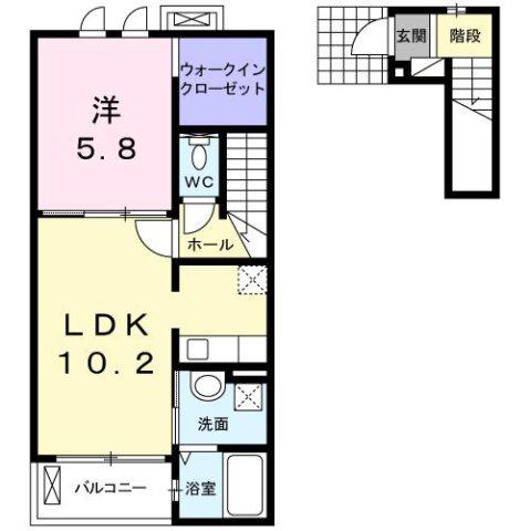 EIMEI SECOND(1LDK/2階)の間取り写真