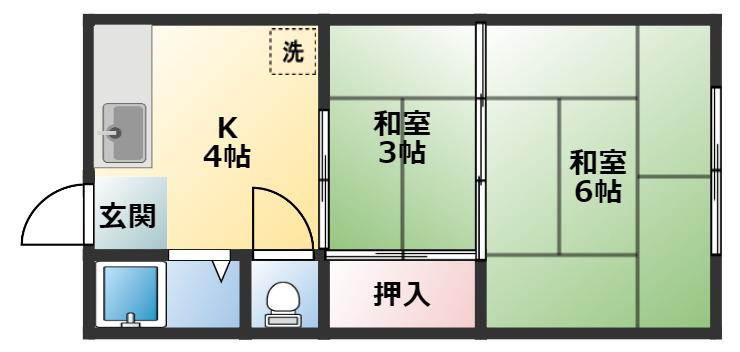 正覚マンション(2K/3階)の間取り写真