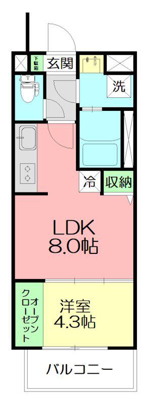 LIEBE WATANABE(1LDK/4階)の間取り写真