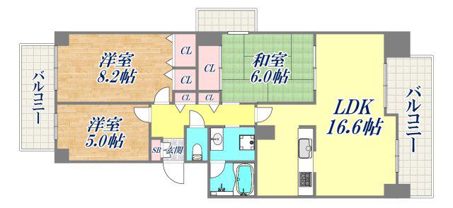 RICウエストコート7番街5番館(3LDK/4階)の間取り写真
