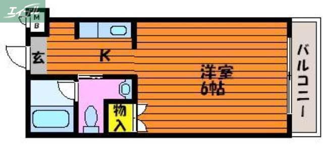 シャインブライト北方(1K/2階)の間取り写真