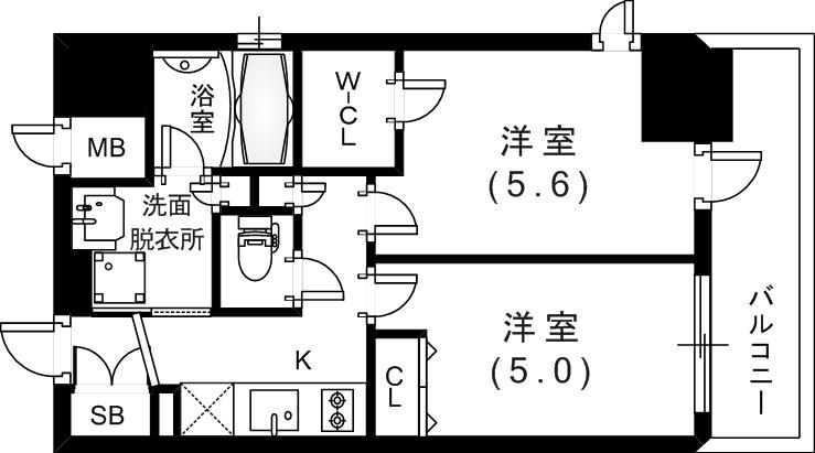 エステムコート神戸元町IIリザーヴ(2K/3階)の間取り写真