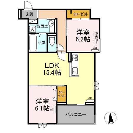 エグレットテラス(2LDK/3階)の間取り写真