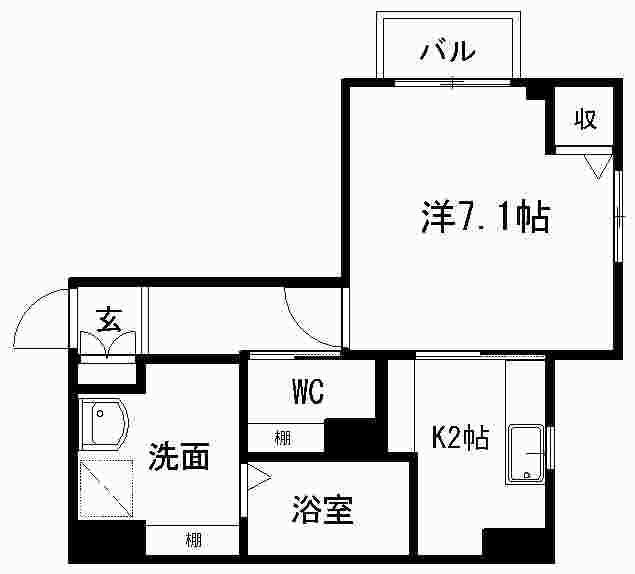 プラザ四天王(1K/2階)の間取り写真