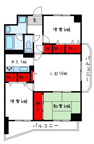 パン・プラージュ(3LDK/2階)の間取り写真