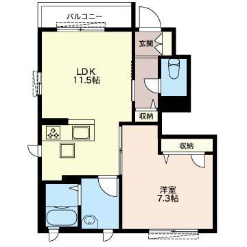 カーサリリオ(1LDK/1階)の間取り写真