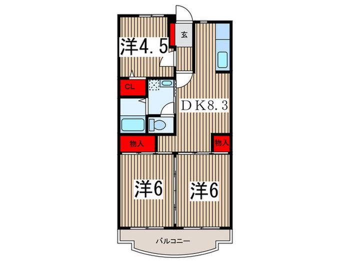 クレセールK(3DK/2階)の間取り写真