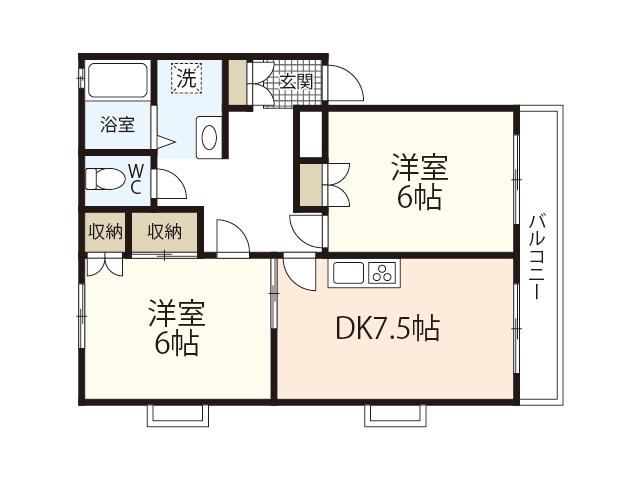 サンヒルズ庚午(2DK/3階)の間取り写真