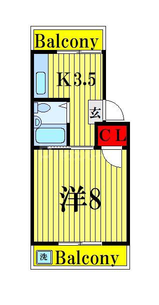 サヤカコーポ(1K/2階)の間取り写真