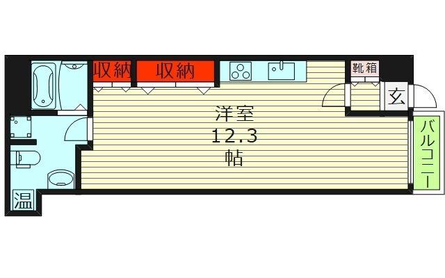 北通ハイツ(ワンルーム/1階)の間取り写真