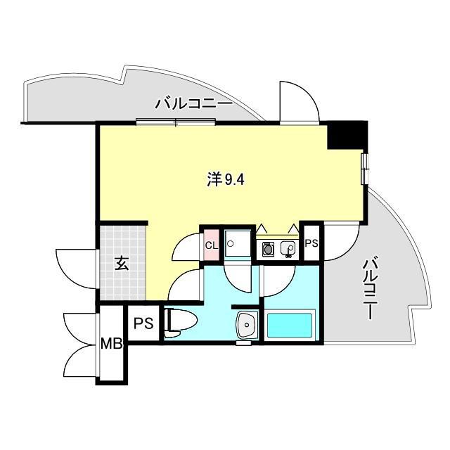 インターフェルティR2甲子園(ワンルーム/9階)の間取り写真