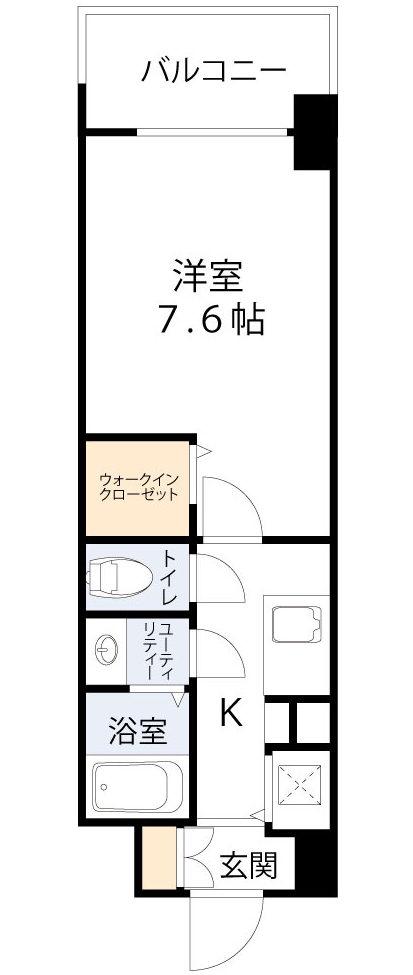 ミラージュパレス難波クルヴァ(1K/2階)の間取り写真