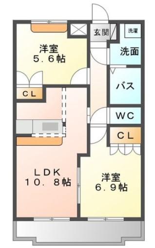 コンフォース西前田(2LDK/1階)の間取り写真