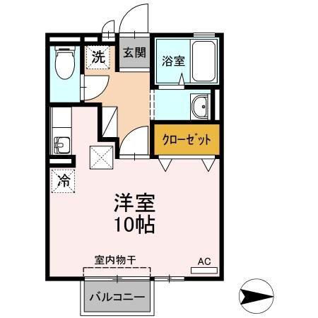 サンクレール沙羅(ワンルーム/1階)の間取り写真