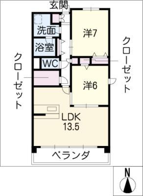 カサ ソレガンテ(2LDK/3階)の間取り写真