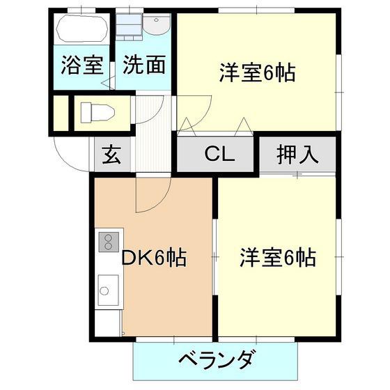桂コーポ南区(2DK/1階)の間取り写真