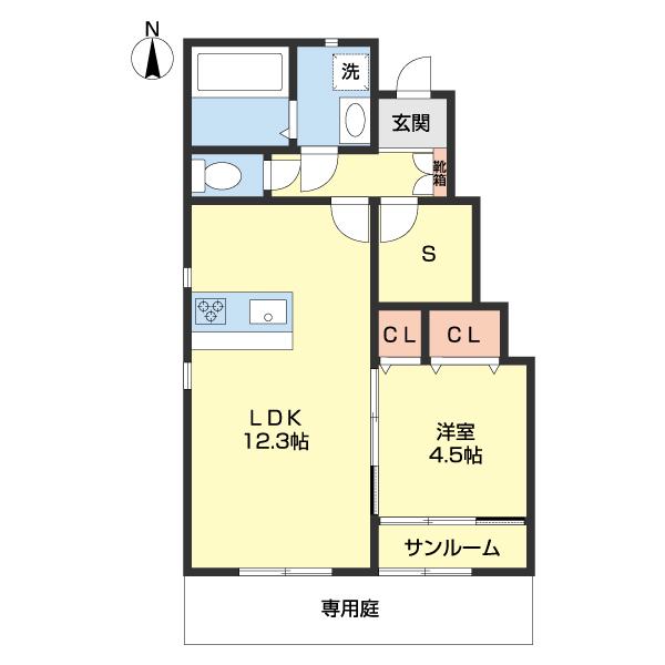 フェルーチェ(1LDK/1階)の間取り写真