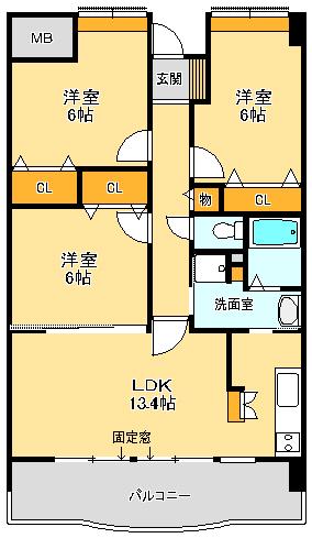 GRACIOUS33(3LDK/2階)の間取り写真