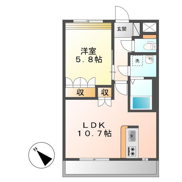 ウィッシュ(1LDK/2階)の間取り写真