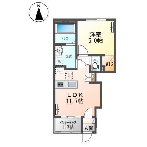 保原町アパート(1LDK/1階)の間取り写真