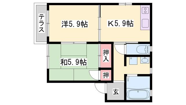 フォーレスタカオカ(2K/1階)の間取り写真