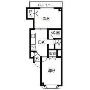 パートナー旭ヶ丘(2DK/1階)の間取り写真