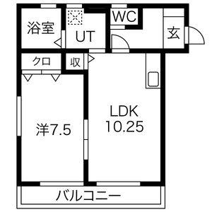コート・リヴィエールB(1LDK/2階)の間取り写真