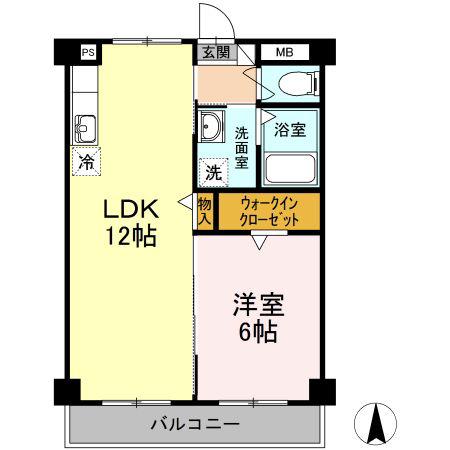 パークサイドスズキ(1LDK/4階)の間取り写真