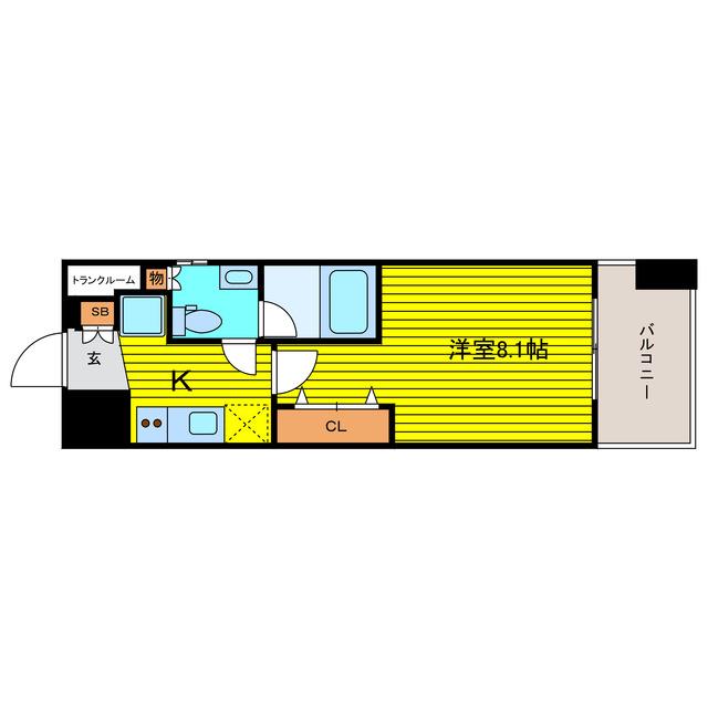 クレストフォルム大阪天満橋(1K/2階)の間取り写真