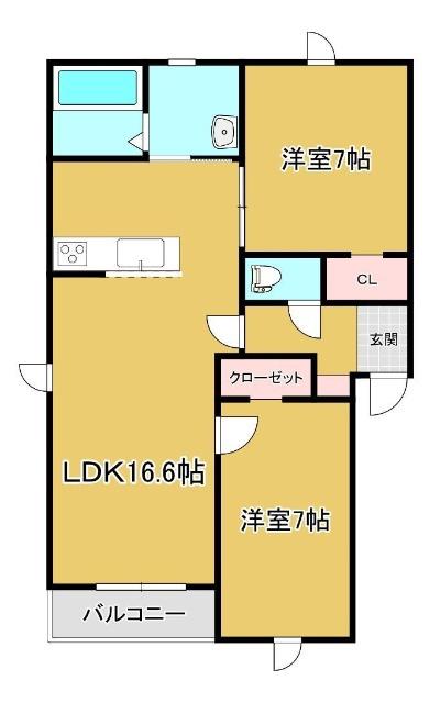 DOLCE BOSCO(2LDK/3階)の間取り写真