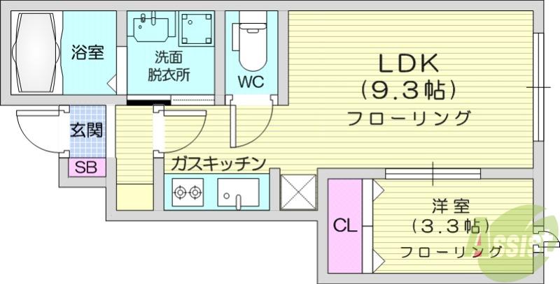 SHANGRI-LA(1LDK/1階)の間取り写真