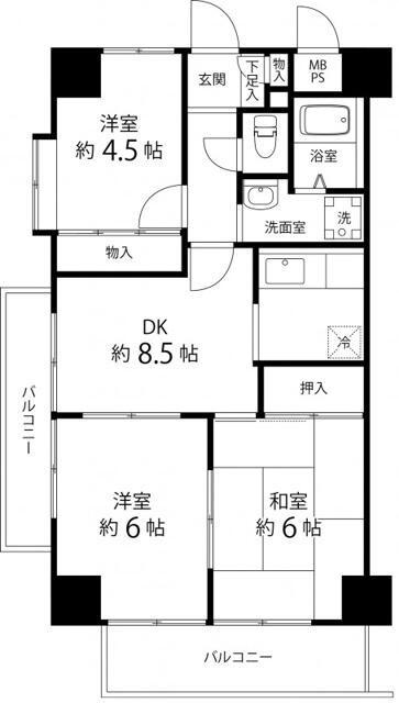 T′S GARDEN蕨III(3DK/4階)の間取り写真