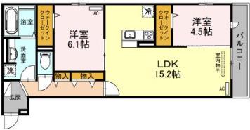 FUTAWA美章園(2LDK/1階)の間取り写真