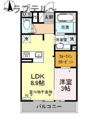 ヴィラグランデII(1LDK/2階)の間取り写真