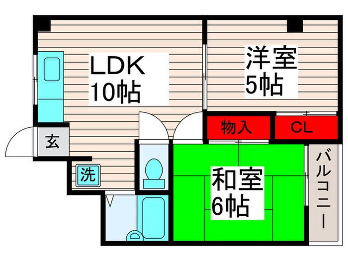 アイビーハイツ(2LDK/3階)の間取り写真