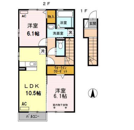 静岡県磐田市 2階建 築15年(2LDK/2階)の間取り写真