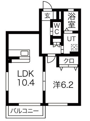 アザレアC(1LDK/1階)の間取り写真