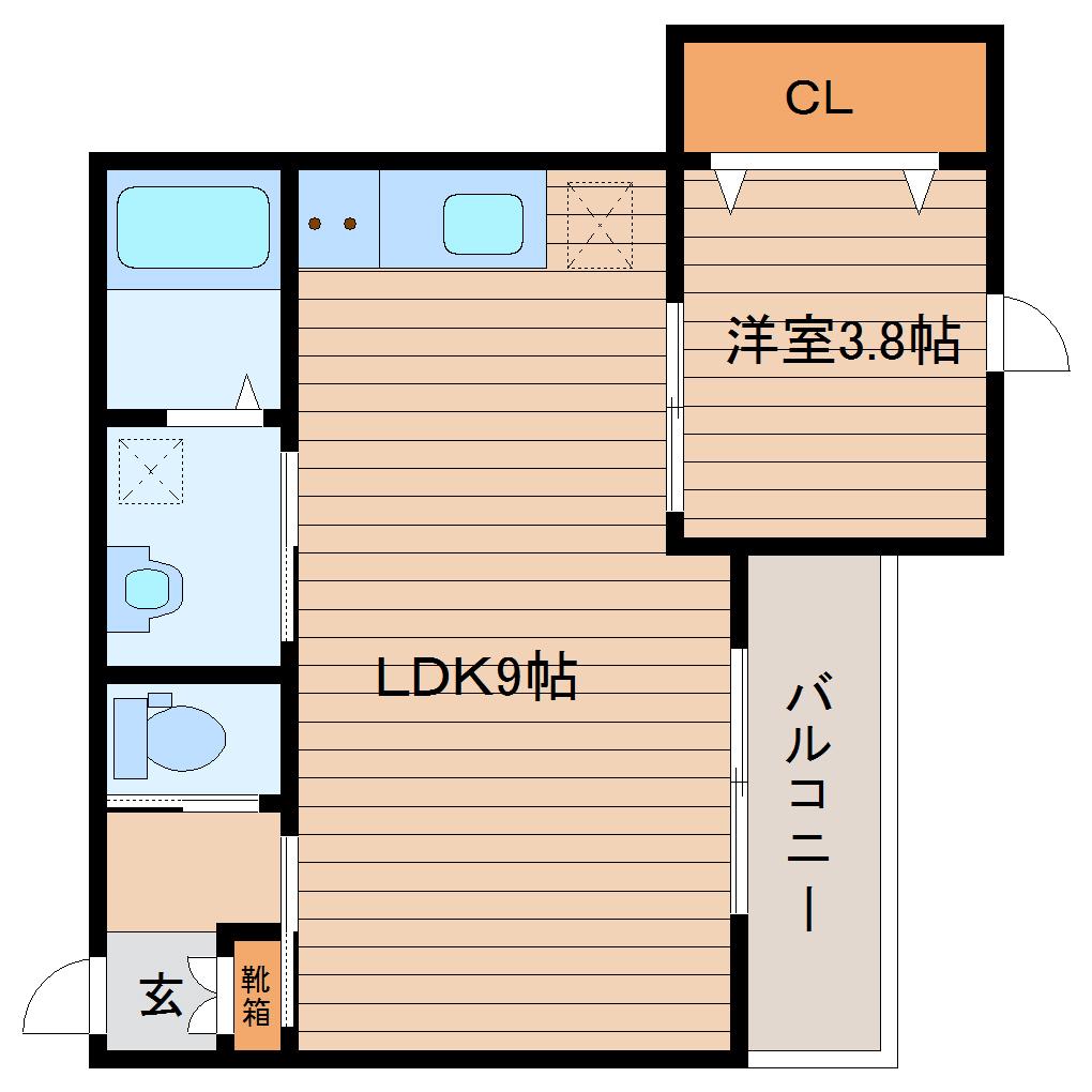 アステラス北仙台 弐番館(1LDK/2階)の間取り写真