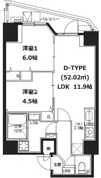 S-RESIDENCE蔵前(2LDK/13階)の間取り写真