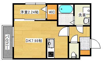 MOVE庚午北弐番館(1DK/2階)の間取り写真