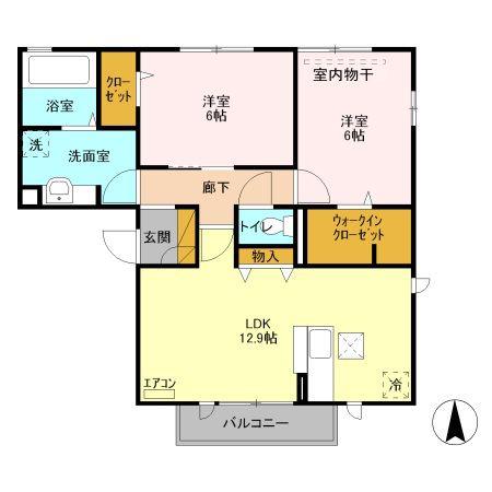 ソフィア F(2LDK/3階)の間取り写真