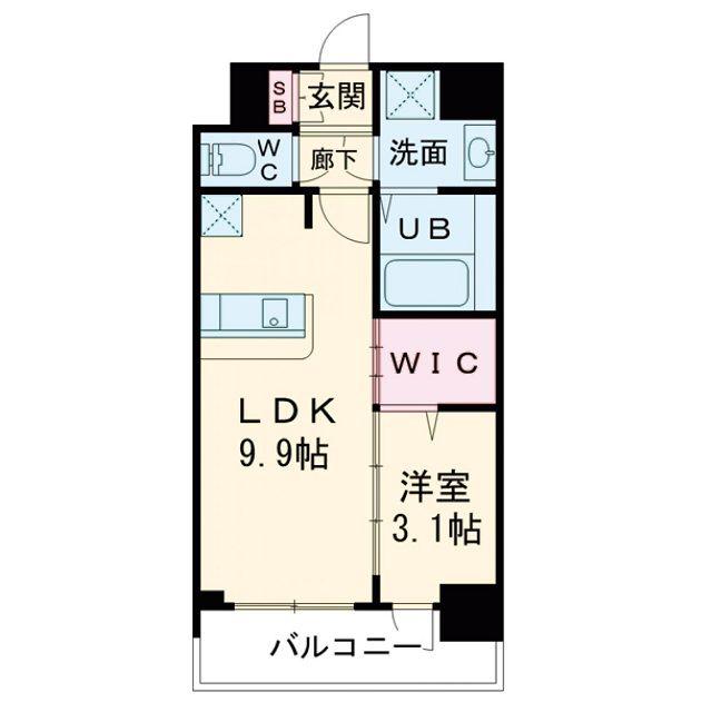 ALIVISドーム前(1LDK/7階)の間取り写真