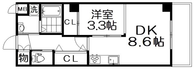 ルミエール星田(1LDK/7階)の間取り写真