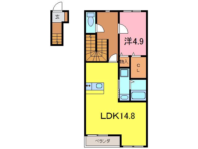 ブルーパレス(1LDK/2階)の間取り写真